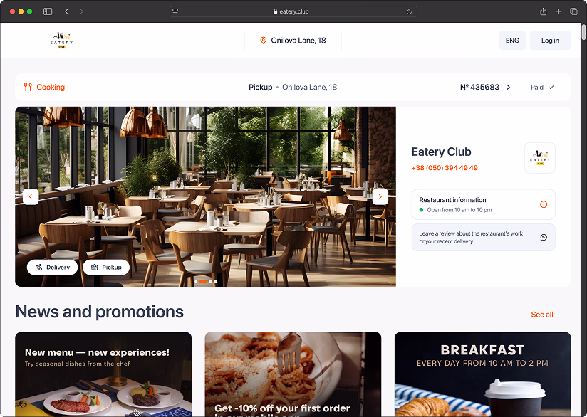 Restaurant website